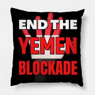 End the Yemen Blockade - Red White and Black hand Pillow