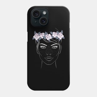 Beautiful Lady Face with Rose Crown Phone Case