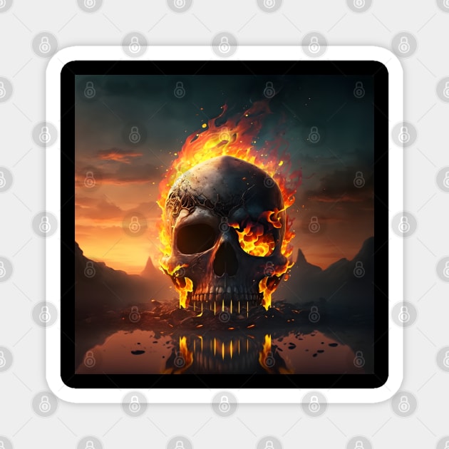 Skull in Flames Magnet by ArtisticCorner