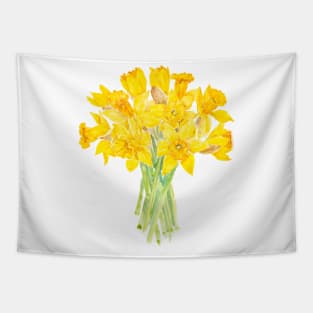 yellow daffodils bouquet watercolor Tapestry