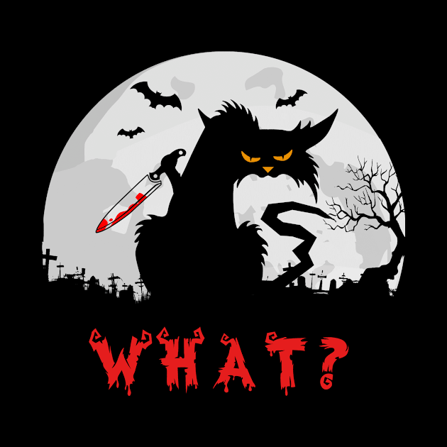 cat what murderous black cat with knife by BuzzTeeStore