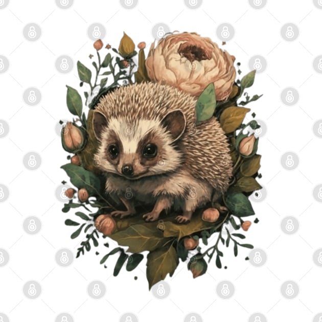 Cute floral hedgehog gift ideas, hedgehog kids tees ,hedgehog stickers gifts by WeLoveAnimals