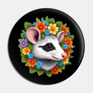 Opossum with flower Pin