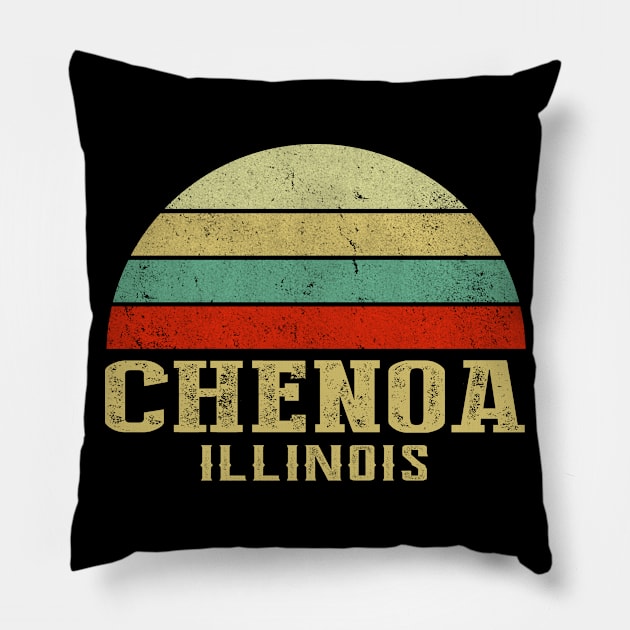 ILLINOIS - Vintage Retro Sunset CHENOA, IL Shirt Pillow by LIPTIN