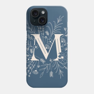 Botanical Letter M (Lake Blue) Phone Case