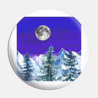 Full Moon over Mountain Forest Pin