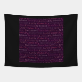 Purple Halloween Words Tapestry