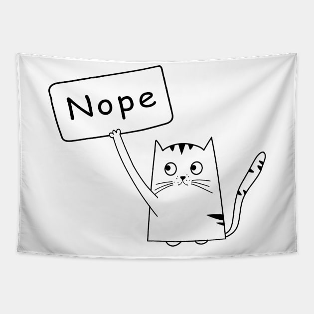 Nope Cat Funny Bored Cat Lovers Tapestry by Freeman Thompson Weiner