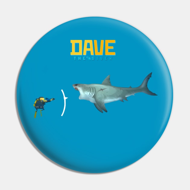 DAVE the diver- Great White Shark Pin by Buff Geeks Art