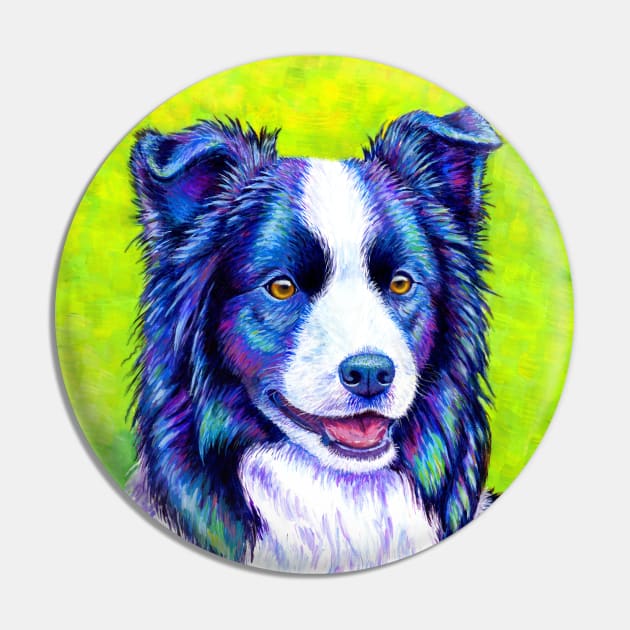 Watchful Eye Colorful Border Collie Dog Pin by rebeccawangart