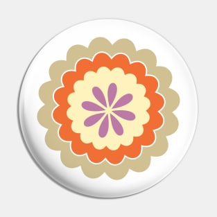 Retro Flower in buttercream, orange, gold and purple Pin