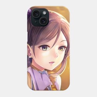 Beautiful brown hair anime school girl Phone Case