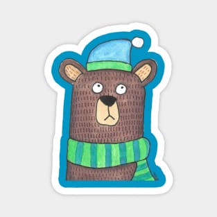 Winter Beanie Bear Magnet