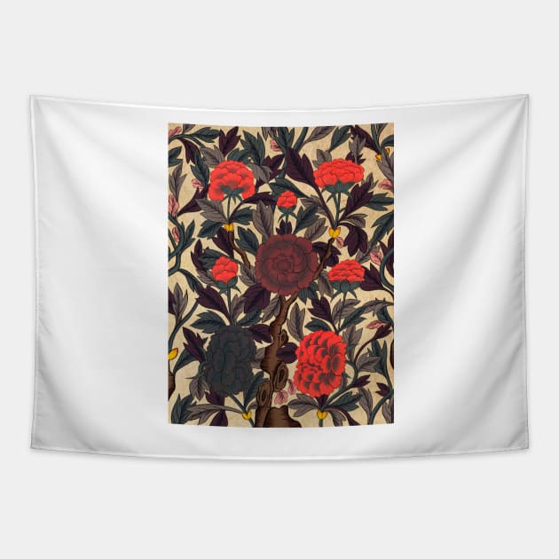 Minhwa: Peony Jungle G Type Tapestry by koreanfolkpaint