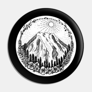 Mountains with Floral Ring Pin