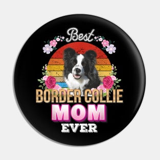 Best Dog Mom Ever Border Collie Floral Love Mother Day Pin