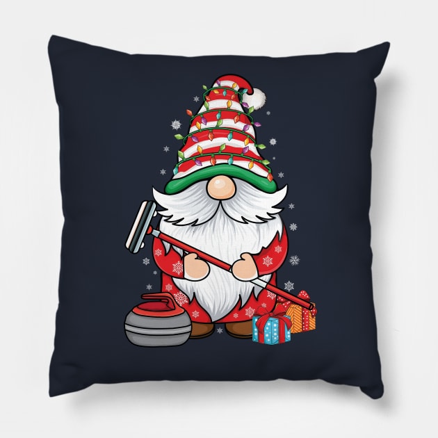 curling gnome Curling player curling Broom Christmas Curling Pillow by UNXart