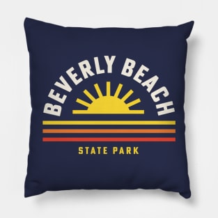 Beverly Beach State Park Oregon Retro Vintage Stripes Sunset Pillow