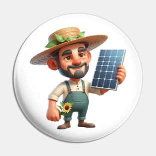 Solar Farmer Illustration Pin