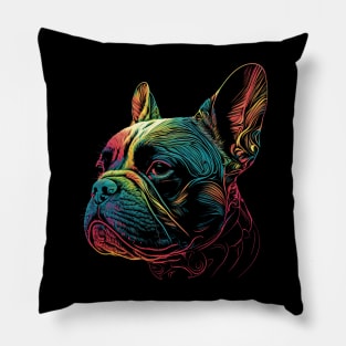 French Bulldog - Frenchie Watercolor Painting Portrait Art Pillow