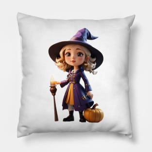 Halloween Cute Witch Girl Pillow