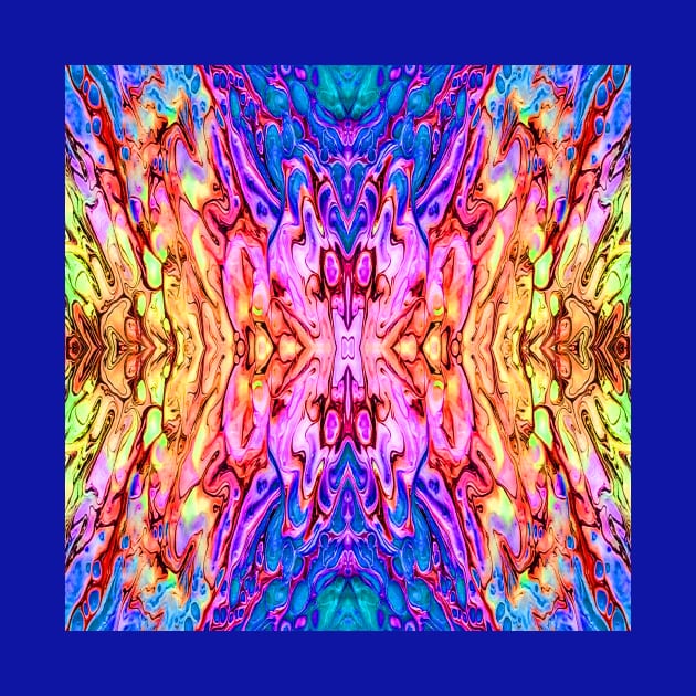 Mirrored Abstract in Blue Pink Yellow Orange by Klssaginaw