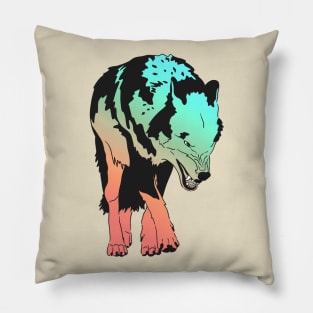 Colorful Wolf Pillow