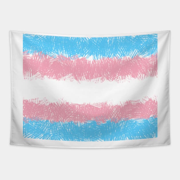 Trans Flag in a Crosshatch Design Tapestry by PurposelyDesigned