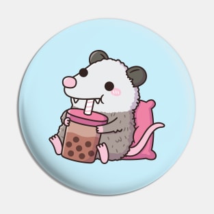 Cute Opossum Drinking Boba Tea Pin