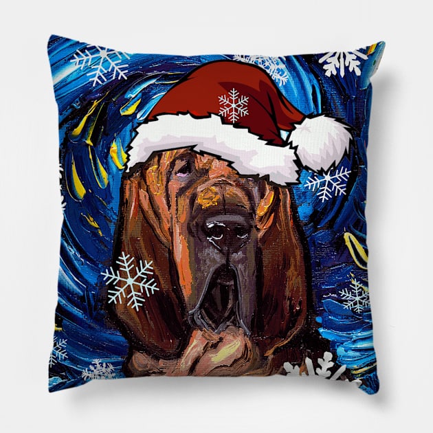 Bloodhound Santa Pillow by sagittariusgallery