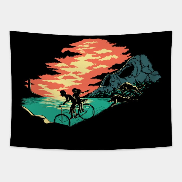 Love Adventure Tapestry by monochromefrog