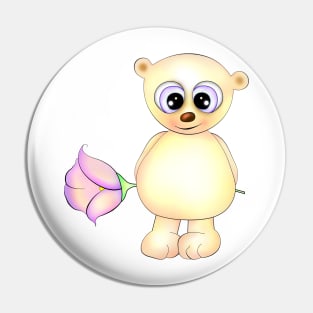 Teddy bear and flower Pin