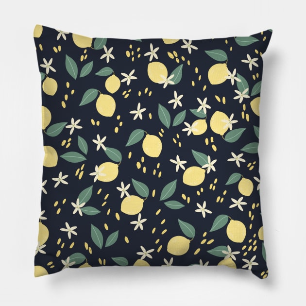 Yellow Lemons Pillow by Valeria Frustaci 