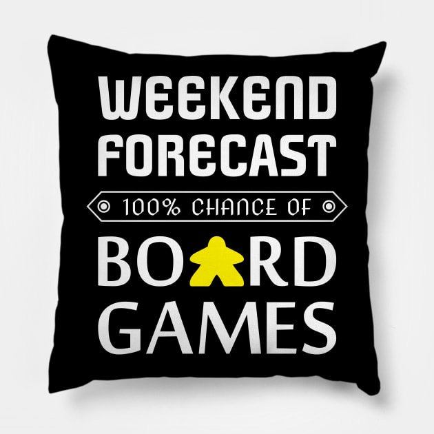 Yellow Meeple Weekend Forecast 100% Chance Of Board Games Pillow by Shadowisper