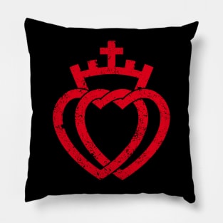 Hearts With Crone And Cross - VINTAGE Pillow