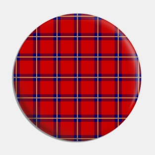 Red orange and Blue Tartan Plaid Pattern Pin