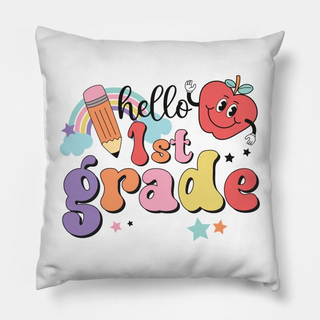 Vintage Hello First Grade Pillow by XOXO VENUS