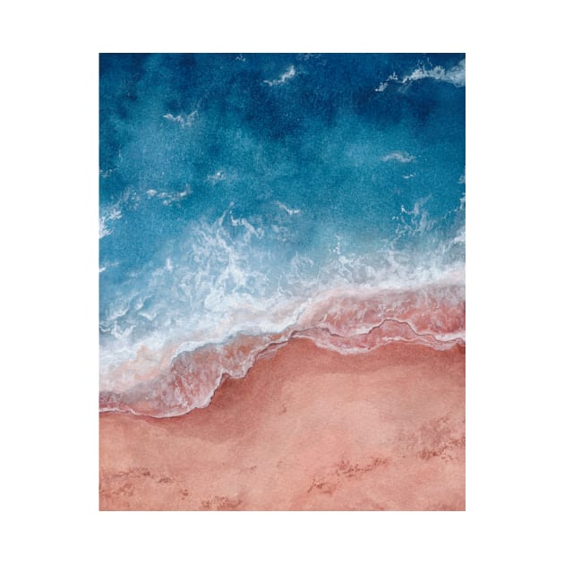 Pink Beach with Blue Waves by Flowering Words