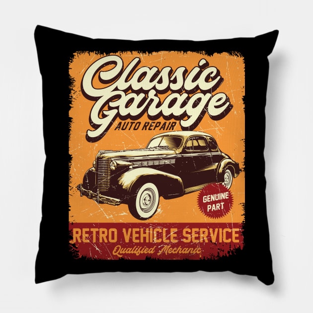 classic garage slogan Pillow by Teefold