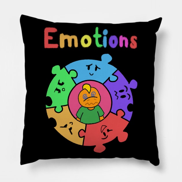 Kazzy's Emotions Shirt 02 Pillow by KendraHowland.Art.Scroll