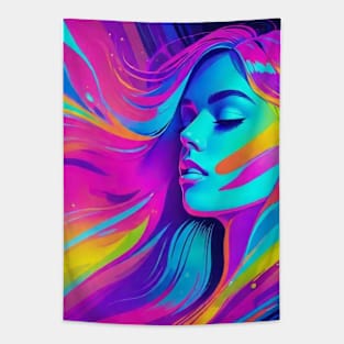 An Illustration of a Woman's Psychedelic Vision - colorful Tapestry