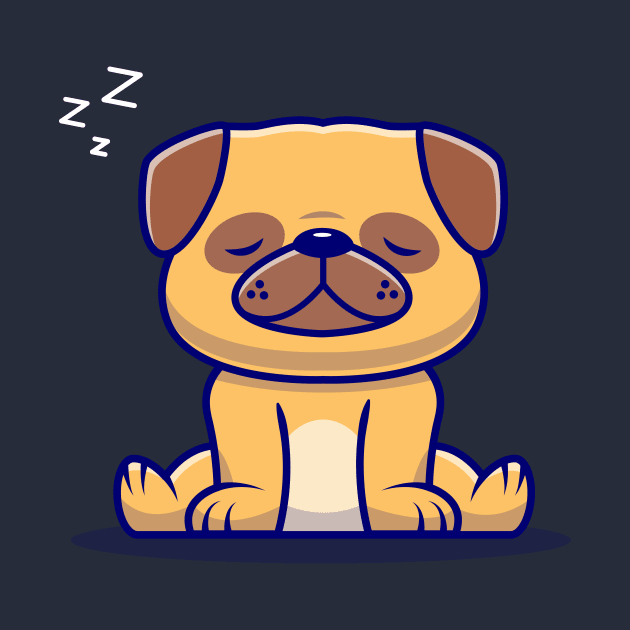 Cute Pug Dog Sitting And Sleeping Cartoon by Catalyst Labs