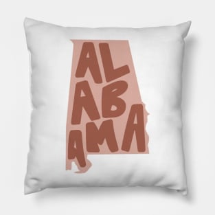 Alabama Doodle Letters Map Outline- crimson/red Pillow