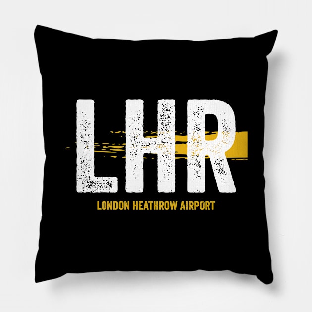 LHR Airport Code London Heathrow Airport Pillow by VFR Zone