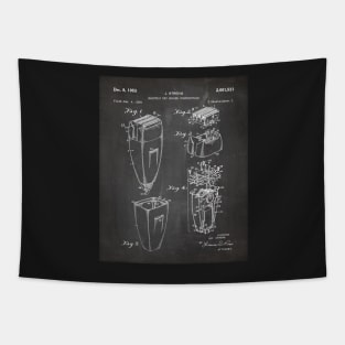 Electric Shaver Patent - Barber Stylist Bathroom Décor Art - Black Chalkboard Tapestry