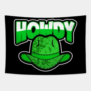 HOWDY Green Cowboy Hat Tapestry