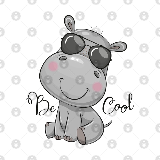 Cute grey hippo with glasses by Reginast777