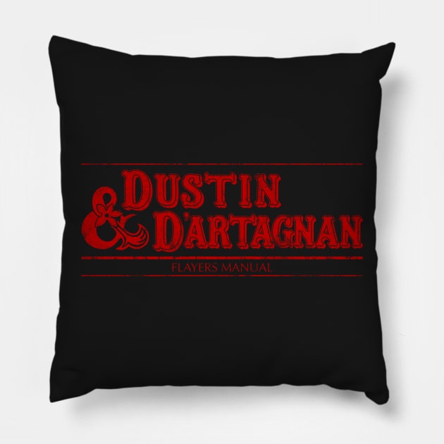 Dustin & Dartagnan RED Pillow by ArtbyJP