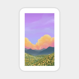 Spring Flower Fields and Sunset Clouds Magnet