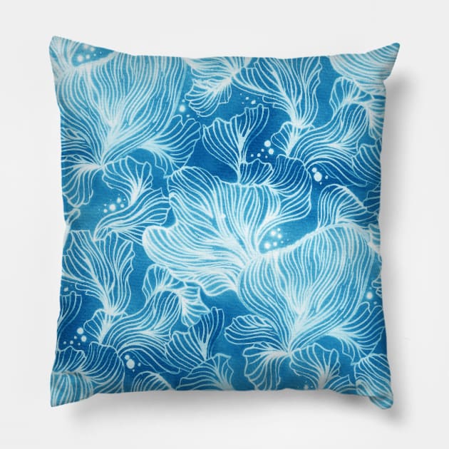 Blue Shibori Corals Pillow by Carolina Díaz